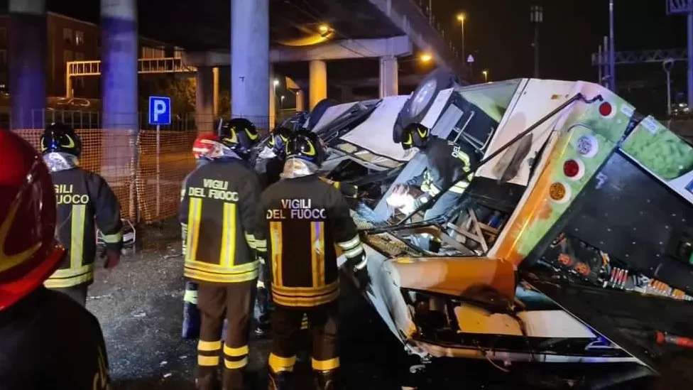 Venice tourist bus plunges from bridge, killing 21