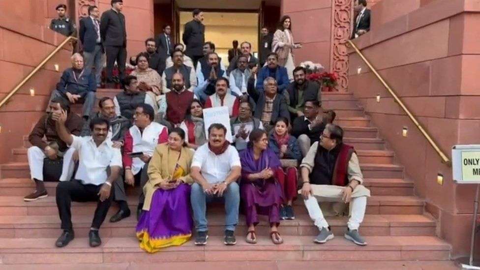Parliament winter session: India opposition fury as 141 MPs suspended
