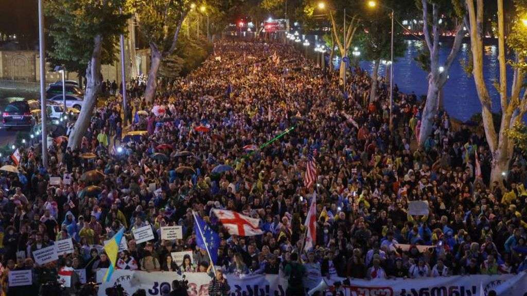 Thousands march in Georgia over foreign influence bill