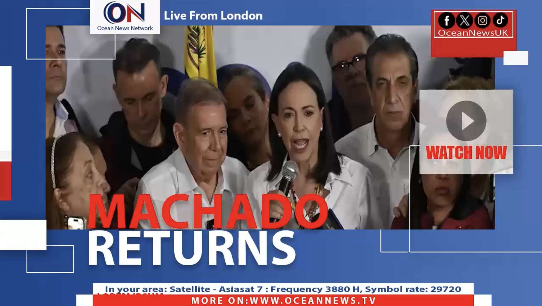 Venezuelan opposition leader María Corina Machado has vowed to return home